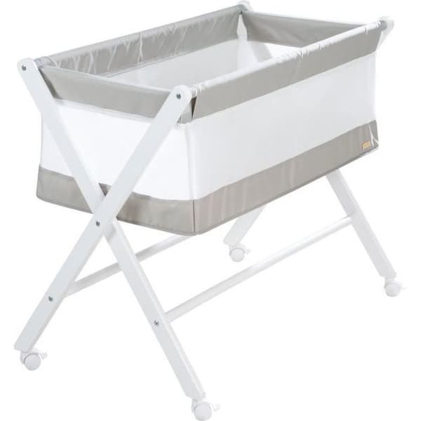 Folding Co-Sleeping Crib - ROBA - Canvas and Mesh - 90 x 45 cm - Grey/ White