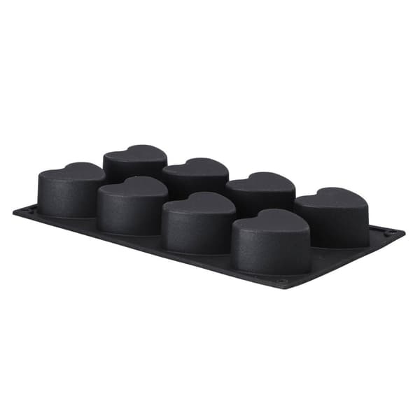 Patisse Mini Heart Molds 8 Compartments 29x17 cm Black Silicone