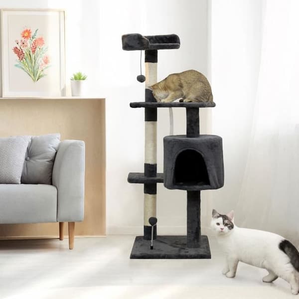 JASPER Cat Tree - 40 x 40 x 114 cm - 3 Platforms, 1 Hideaway, Scratching Posts