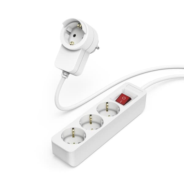 Hama 3-Way Power Strip Switch Extra Socket on Plug 1.4 M White
