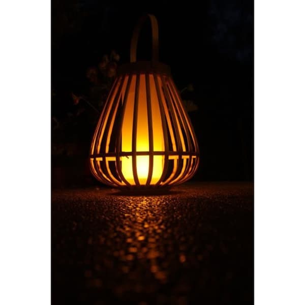 Solar Lamp - Marta - Beige - Natural Bamboo - Flame Effect
