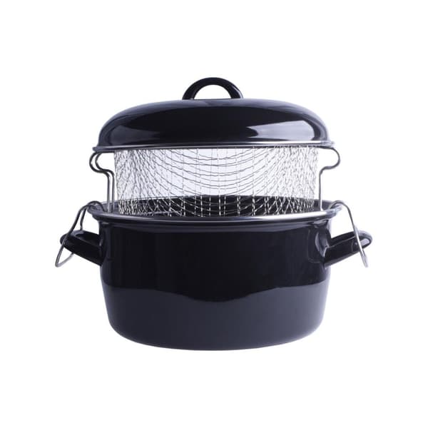 Enamel Deep Fryer with Insert 24 cm Black