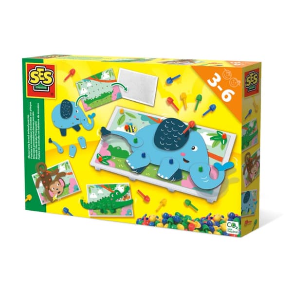 SES Creative Mosaic Pinboard Animals - Interactive Craft Set for Kids