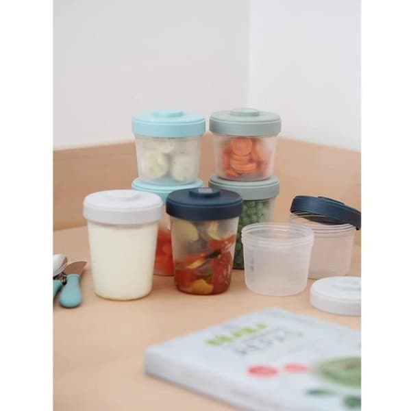 BÉABA 12-Portion Storage Pack, 2 Silicone Spoons, First Meal Pack, Storm