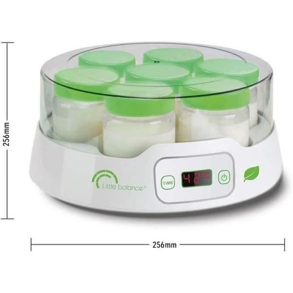 LITTLE BALANCE Yogurt Maker - 7 x 190 ml Jars + 6 Additional Jars - Programmable up to 14 Hours - 20W