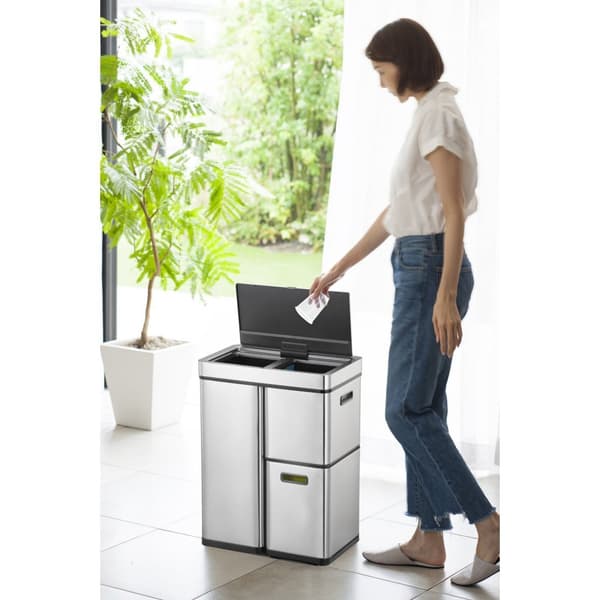 EKO Recycle Mirage Plus Sensor Waste Bin 30+15+15 L Stainless Steel
