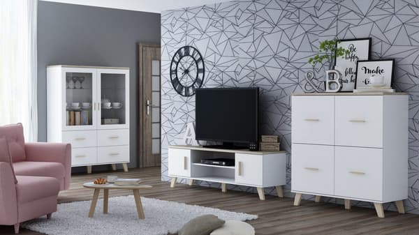 Cama Sideboard LOTTA 110 4D White + Sonoma Oak