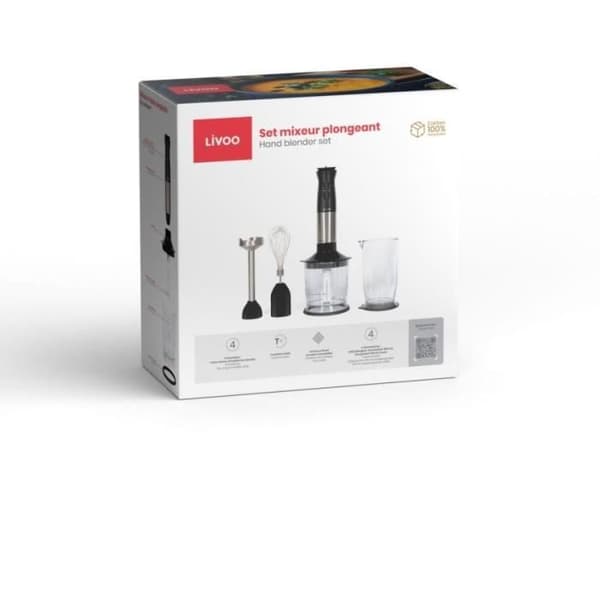 LIVOO Immersion Blender Set - 800W - 12 Speeds - Black - DOP246