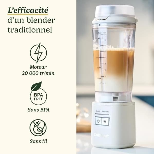 CUISINART Blender - PBL100E BlastGo - 120 W - 500 ml - 50 dB - White