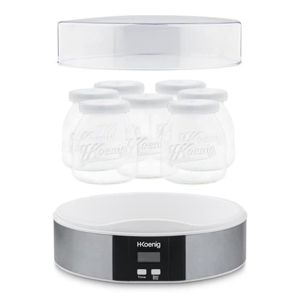 HKoeNIG Yogurt Maker - ELY70 - 7 x 160 ml Jars - Programmable 15 Hours - 15W