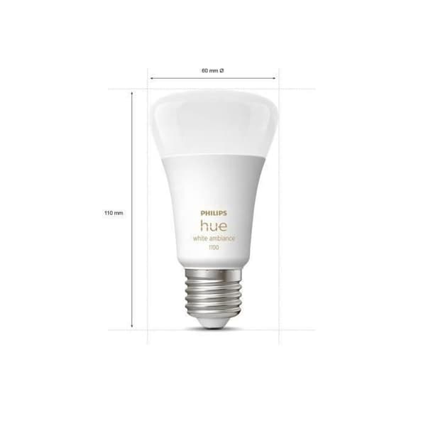 Philips Hue White Smart LED Bulb Starter Kit - 10.5W - Pack of 2 E27 Bulbs - Hue Remote Control