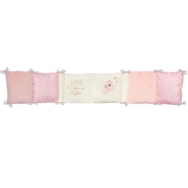 DOMIVA Jolly Cot Bumper - 100% Polyester Microfiber - White/Pink - 30 x 180 cm