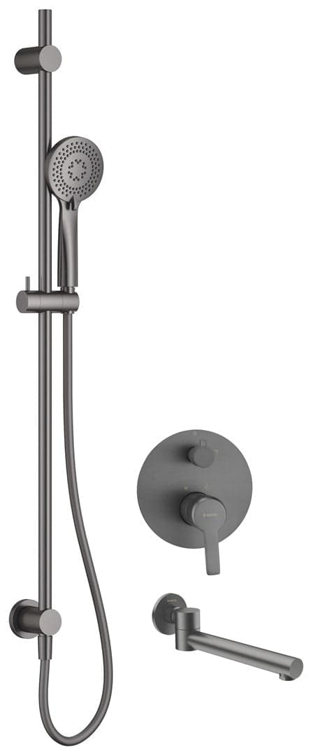 Deante Arnika Concealed Shower Set with Bath Spout, Titanium Finish, NACD9QA