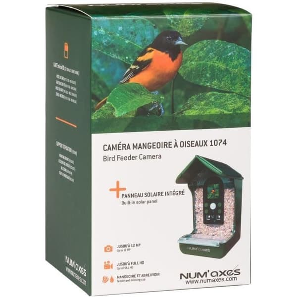 NUM'AXES CAM1074 Bird Feeder with Integrated Camera - Green - Full HD