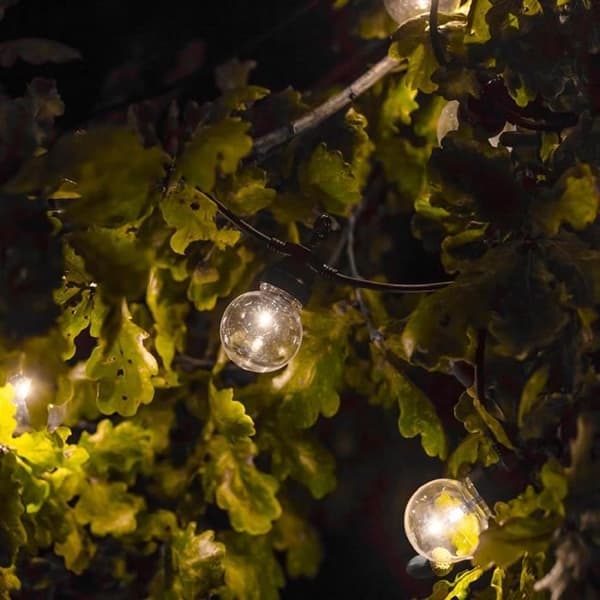 PARTY CLEAR SOLAR String Lights - 10 Clear Globes - Warm White LEDs - 5.90 m - 8 Modes