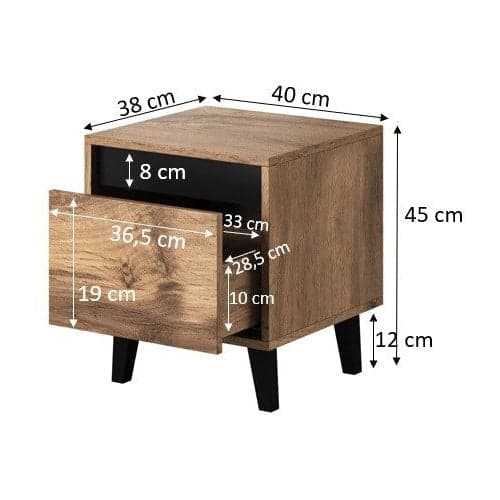 NORD Bedside Table 2 pcs Oak Wotan/Anthracite 40x38x45