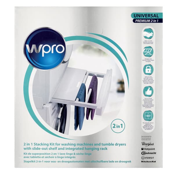 WPRO SKP101 Universal Stacking Kit with Drying Rack for 60 cm Washers and Dryers