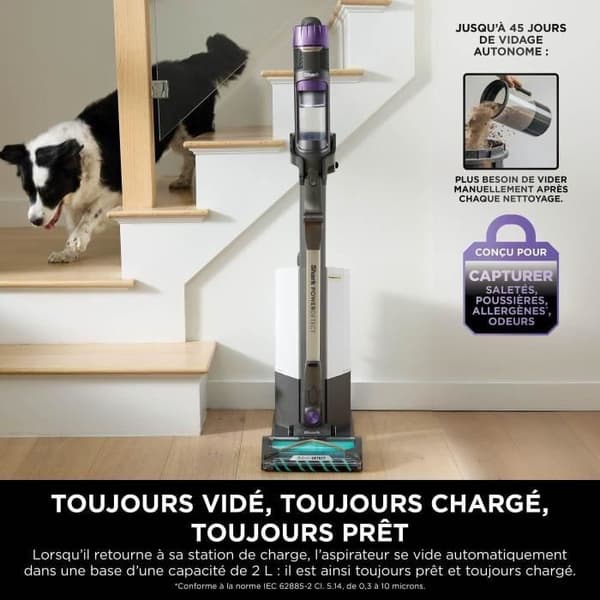 Shark Stick Vacuum Cleaner - Power Detect IP3251EUT - Automatic Emptying Base - 2 L - 70 min Runtime