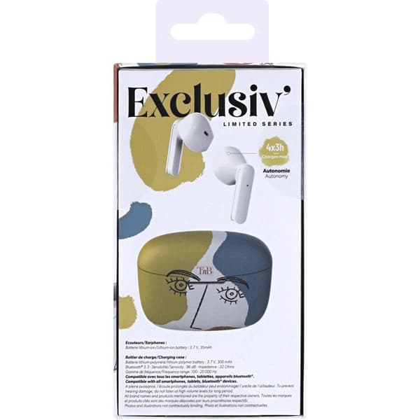 T'nb Wireless Earbuds - Exclusiv' - ART 3 - Charging Case - Bluetooth - 12-Hour Battery - White