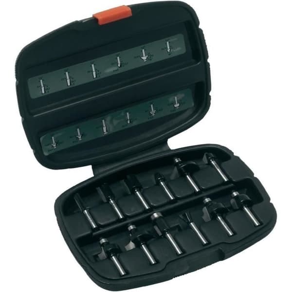 BOSCH Carbide Router Bit Set - 12 Pieces - 1/4" Shank - Model 2607019465