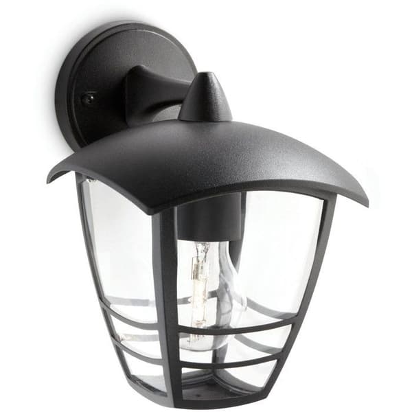 PHILIPS Outdoor Wall Light - Creek - Downward Facing - Black - IP44