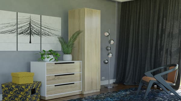 Topeshop SD-50 Wardrobe 1 Door 5 Shelves Oak