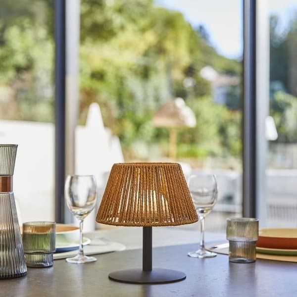 LUMISKY STANDY MINI RAFFY Wireless Table Lamp - H22 cm - Natural Raffia