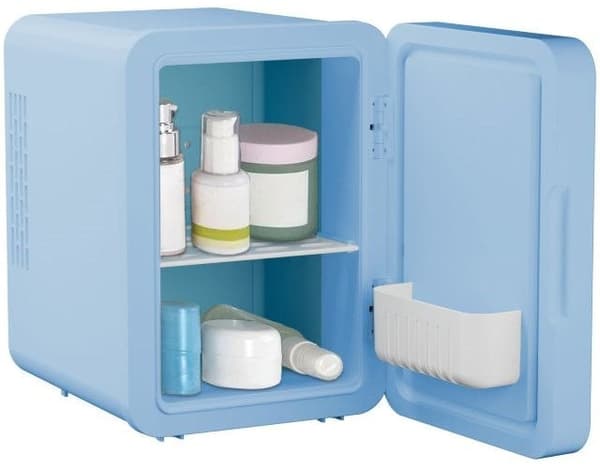 ELLE 4 L Mini Fridge with LED Makeup Mirror Blue