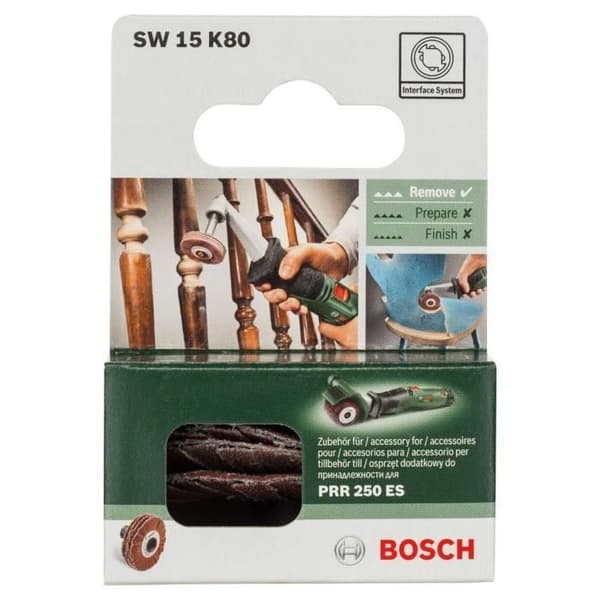 BOSCH Abrasive Cylinder - 15 mm Width, Grit 80 - Accessory for PRR 250