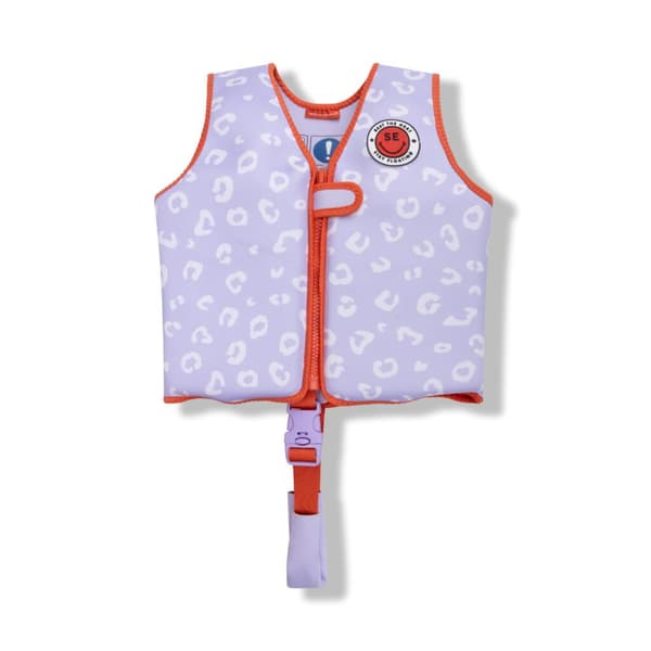 Swim Essentials Leopard Life Jacket 3-6 Years Lilac/Red