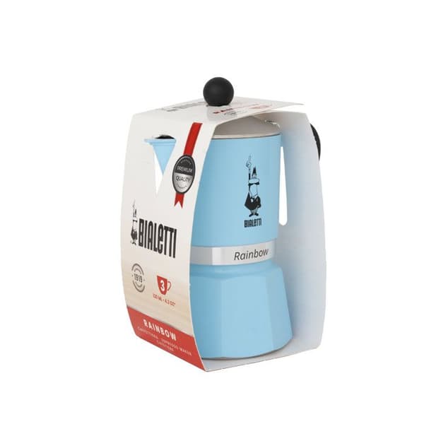 BIALETTI Italian Coffee Maker - Moka Express - Suitable for all hobs except induction - 6 cups - 300 ml - Rainbow Blue
