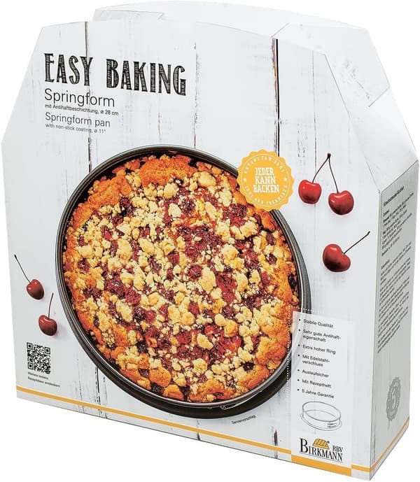 BIRKMANN Removable Base Baking Tin - EASY BAKING - Carbon Steel - 28 x 28 x 9 cm