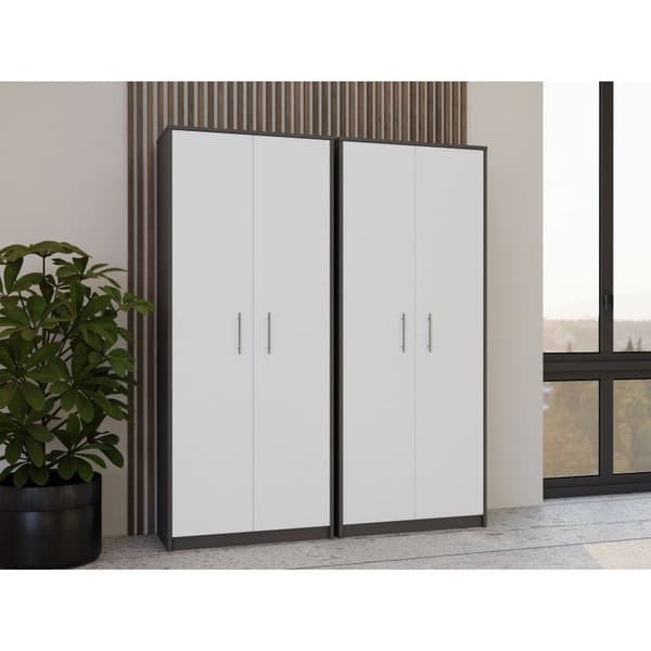 OLIV 2D Closed Shelving Unit Anthracite/White Set