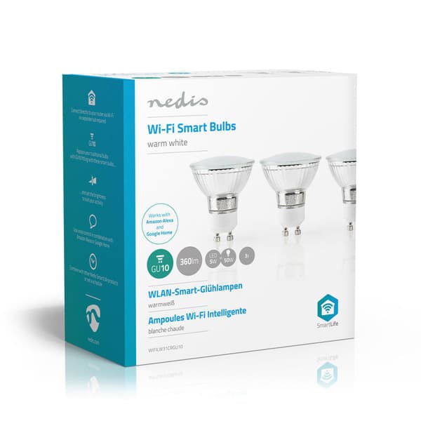 Nedis Wi-Fi Smart LED Lamp Warm White GU10 3-Pack