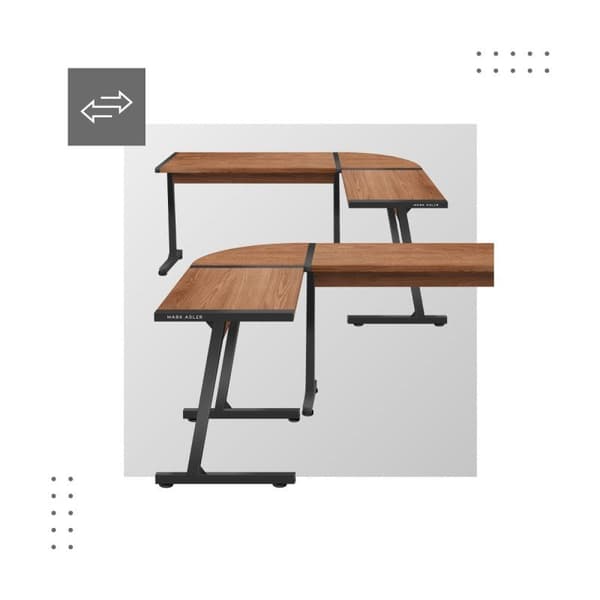 Leader 5.5 WN Corner Desk - Steel Construction with Walnut Pattern Top