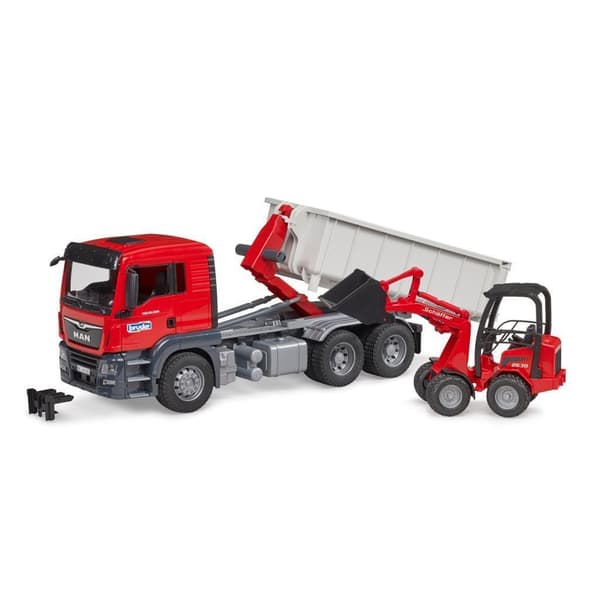 Bruder Man Truck with Roll-off Container + Schaeff Mini Excavator 03624