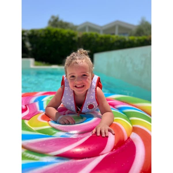 Swim Essentials Leopard Life Jacket 3-6 Years Lilac/Red