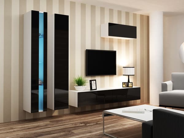 Cama Shelf Unit VIGO NEW 180/40/30 White/Black Gloss