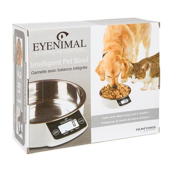 EYENIMAL Pet Bowl with Integrated Scale - 1 L - White