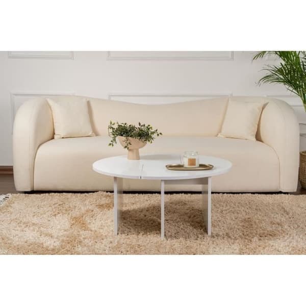 MOIRA Coffee Table - Round - Natural White - Ø90 x H41 cm