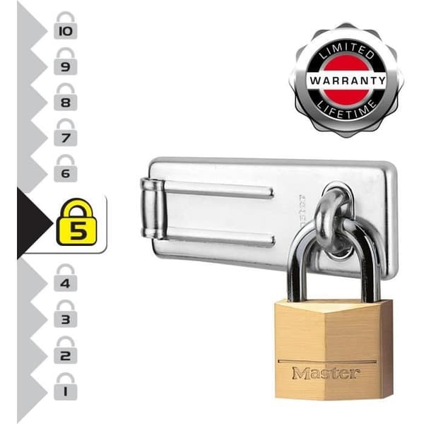 MASTER LOCK Door Hasp and Keyed Padlock Pack - 140703EURD
