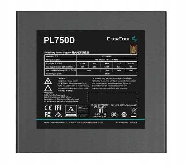 DeepCool PL750D Power Supply Unit 750W 20+4 Pin ATX Black