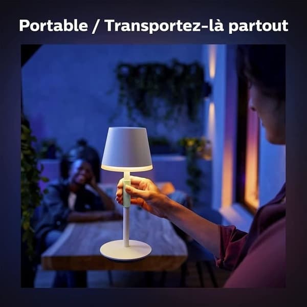 Philips Hue Belle Portable Table Lamp - Bluetooth Compatible - White