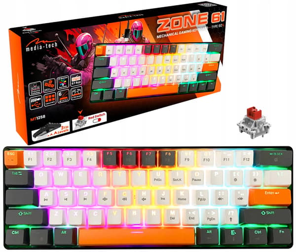 MEDIA-TECH MT1258 Mechanical Keyboard 60% RGB USB-C