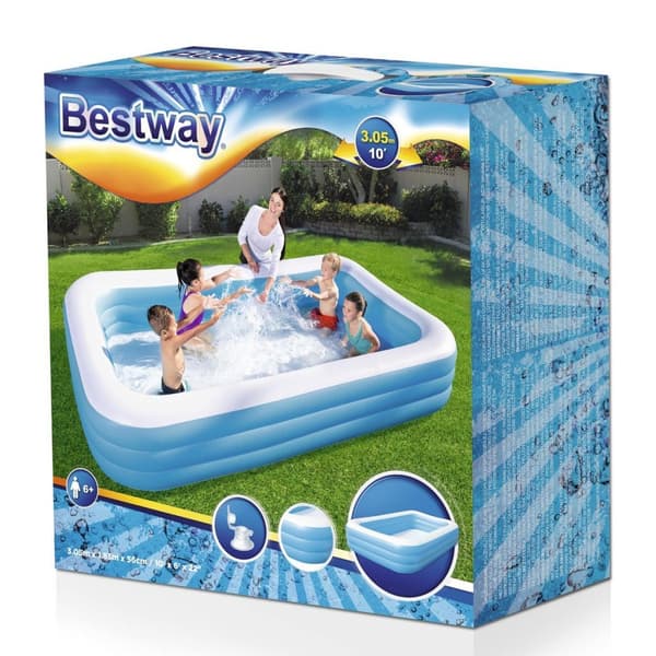 Bestway Rectangular Deluxe Family Pool 305x183x56 cm White/Blue