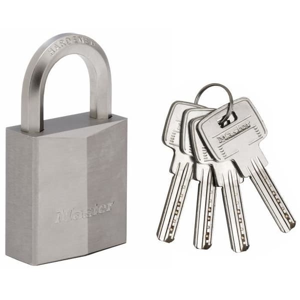 MASTER LOCK 40 mm Nickel-Plated Brass Padlock - Hexagonal Shackle - High Security
