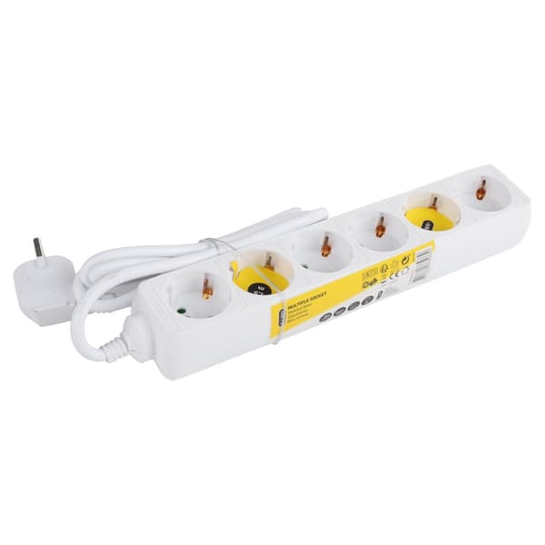 6-Way Power Strip Earthed 3x1.5 mm 1.5 m White/Yellow