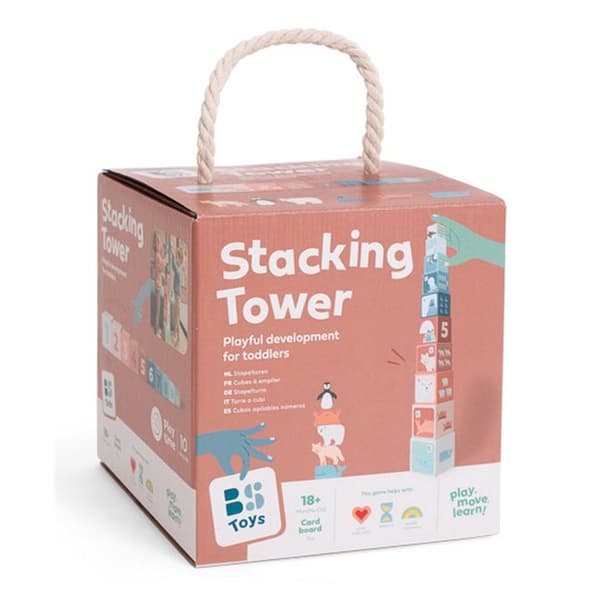 BS Toys Stacking Tower - Fun Game for All Ages - Build Higher Without Falling