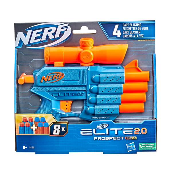 Nerf Elite 2.0 Prospect QS-4 Blaster + 8 Darts - 4-Dart Blasting