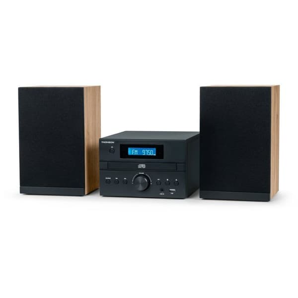 THOMSON Micro Hi-Fi System - Bluetooth, Radio, CD, MP3, USB, DAB - Wood and Black